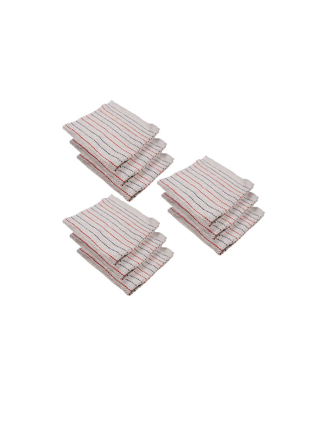 Kuber Industries White & Red 9 Pieces Striped Cotton Kitchen Towels