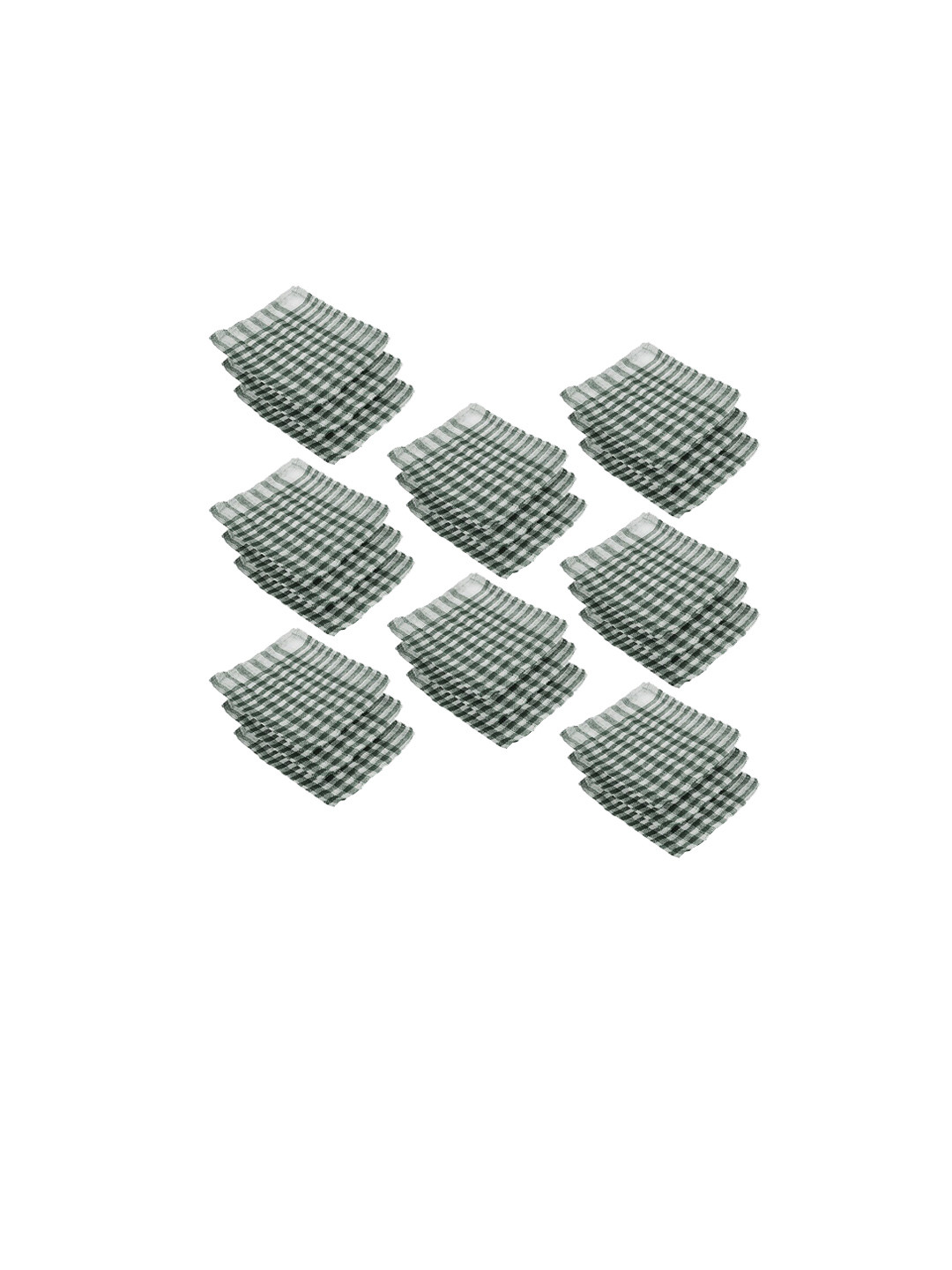 Kuber Industries Green & White 24 Pieces Checked Cotton Kitchen Towels