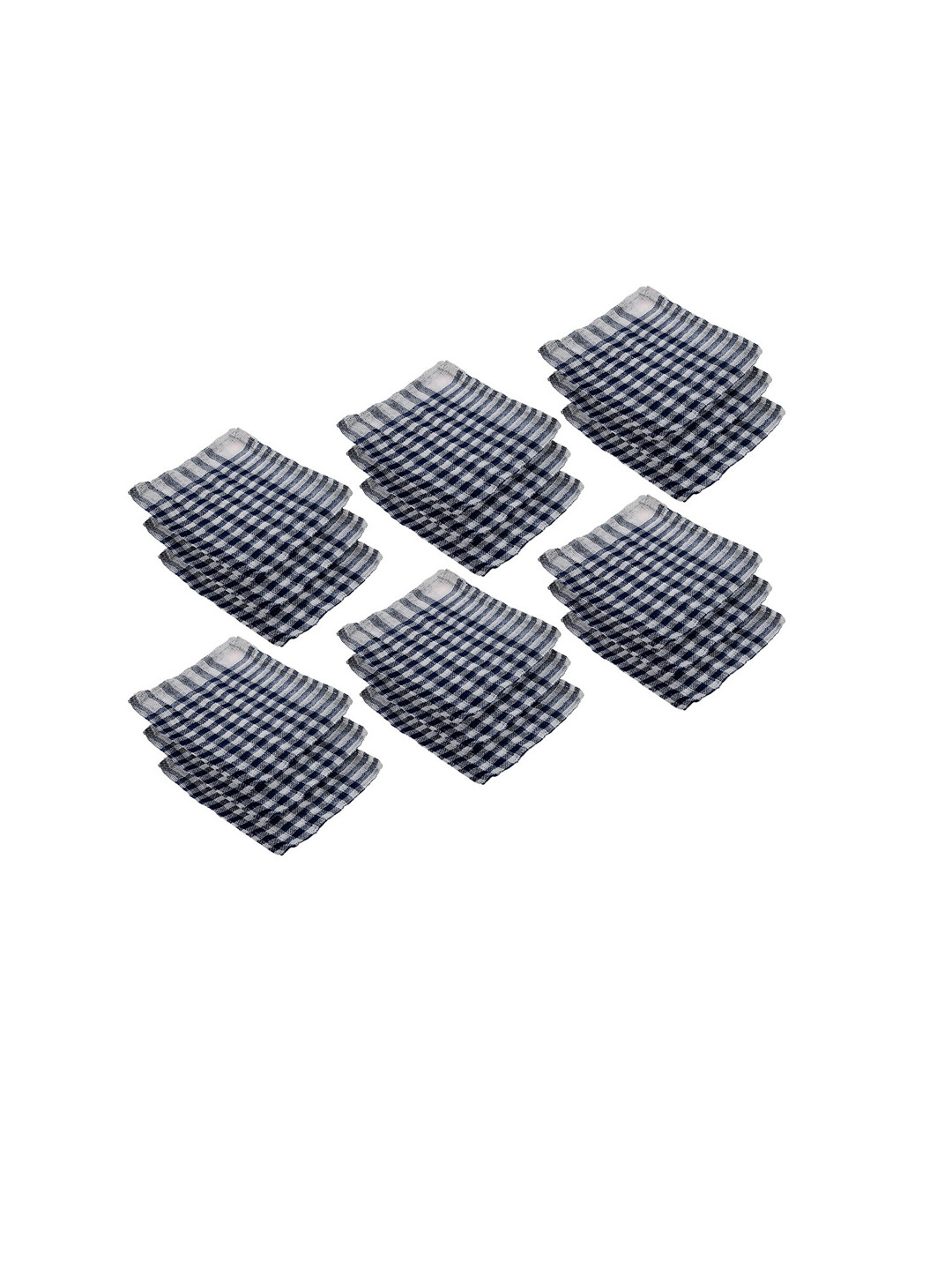 Kuber Industries Blue & White 18 Pieces Checked Cotton Kitchen Towels