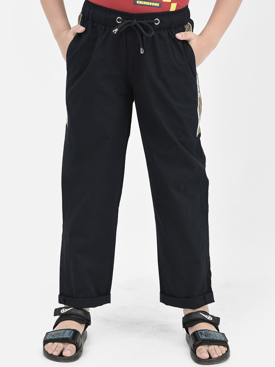 Crimsoune Club Boys Side Printed Pure Cotton Track Pants