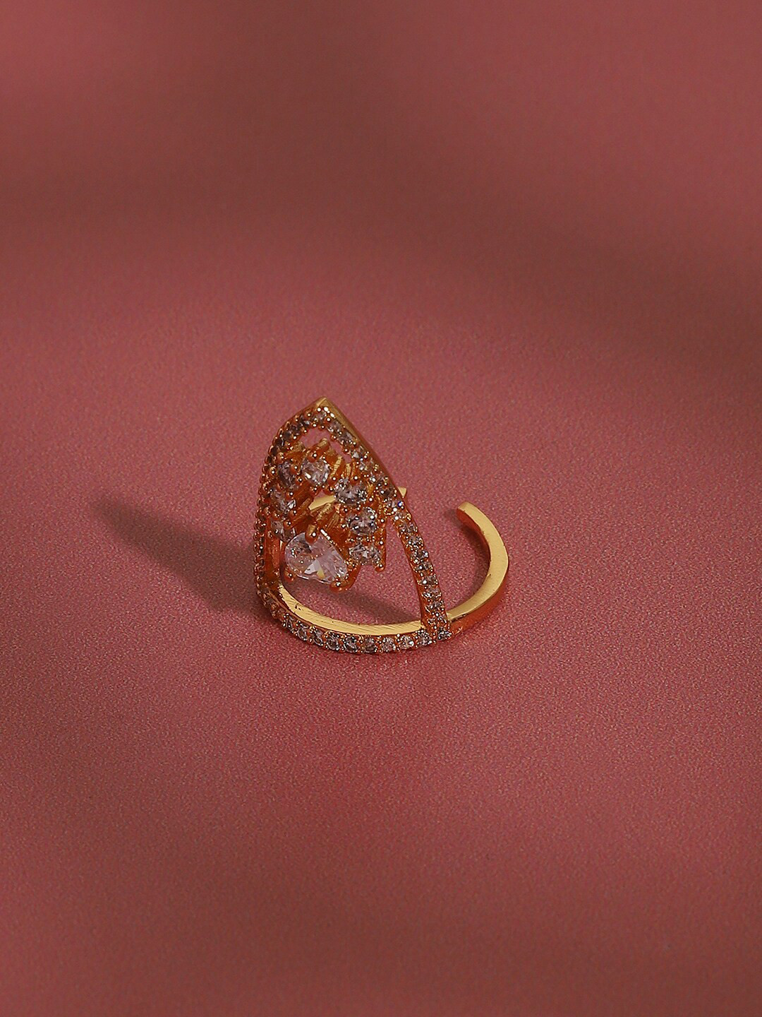 SOHI Gold-Plated Stone Studded Nail Rings