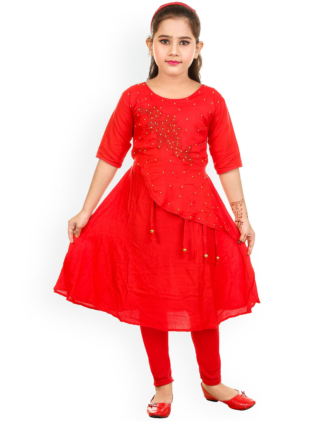 BAESD Girls Floral Printed A-Line Kurta Set