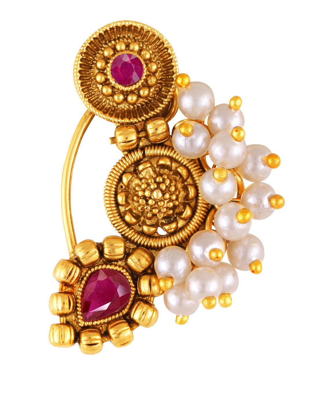 Vighnaharta Gold-Plated Artificial-Studded Nosepin