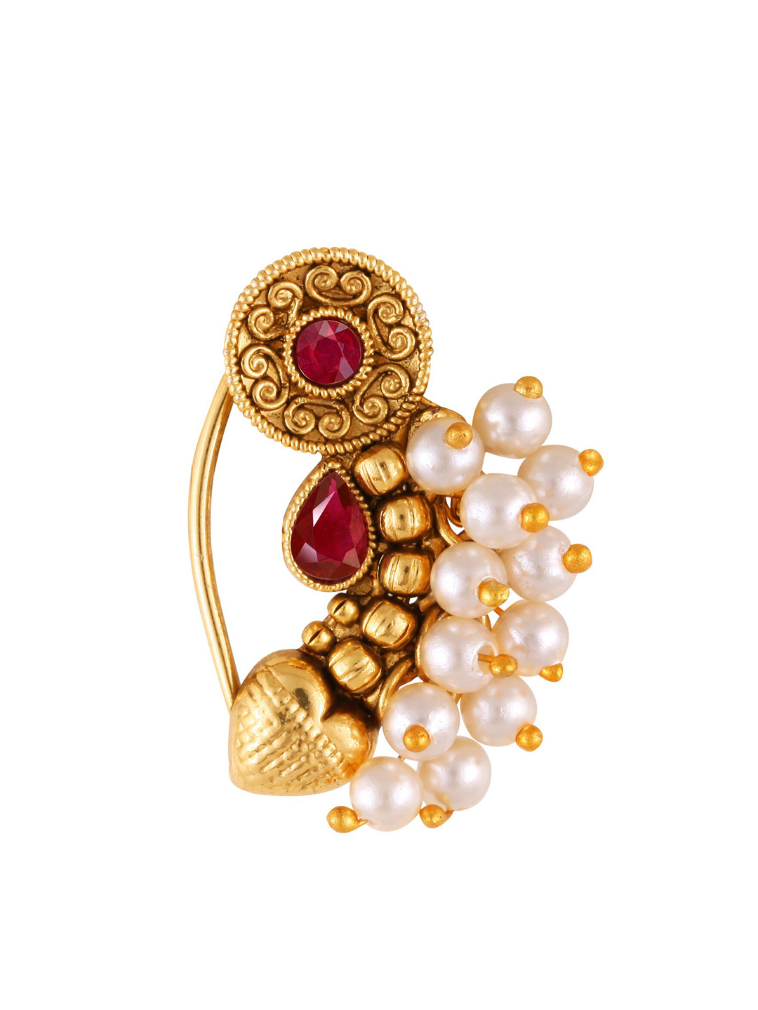 Vighnaharta Gold-Plated Artificial-Studded Nosepin