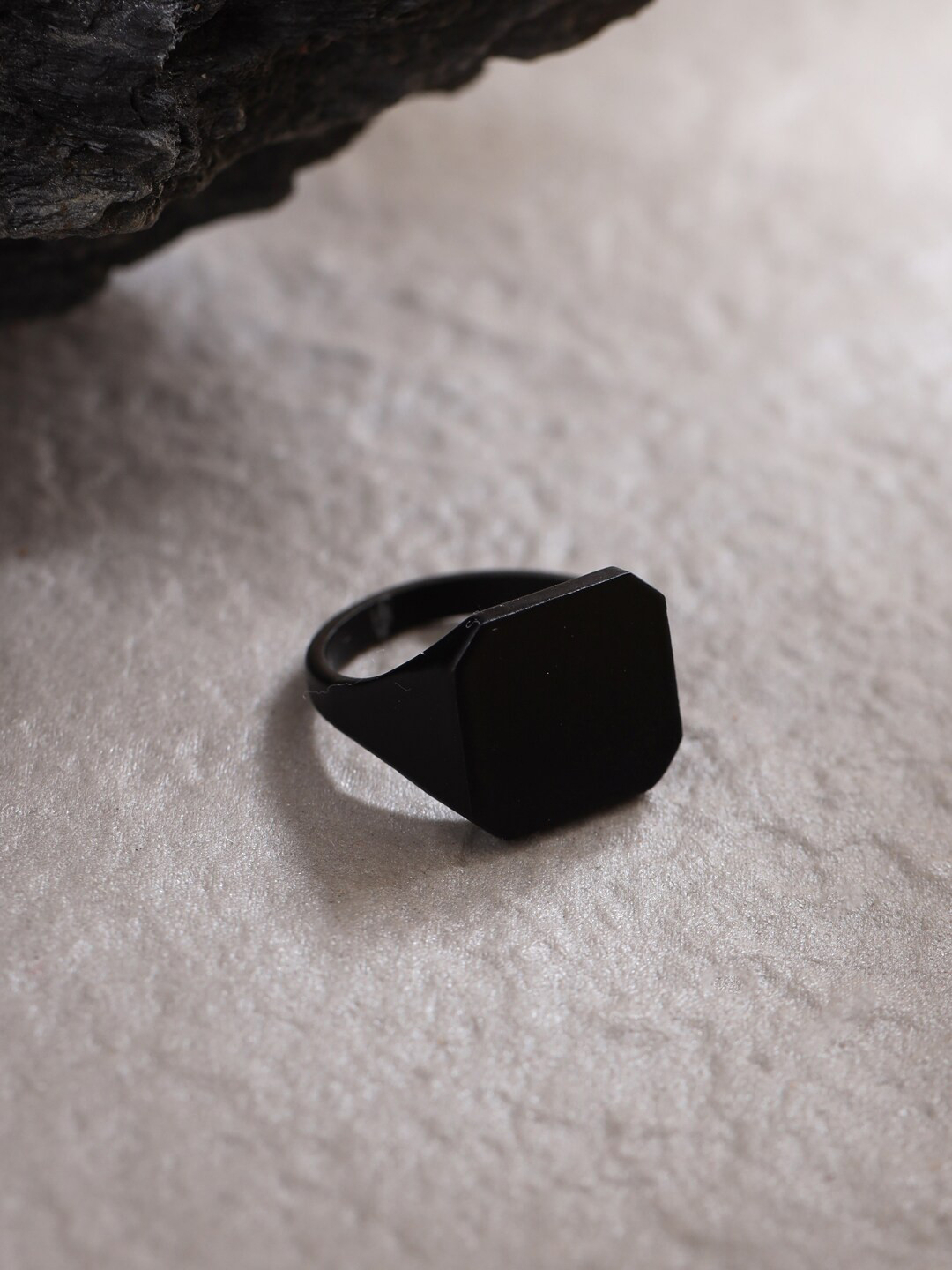 NVR Men Textured Stainless Steel Band Style Finger Ring