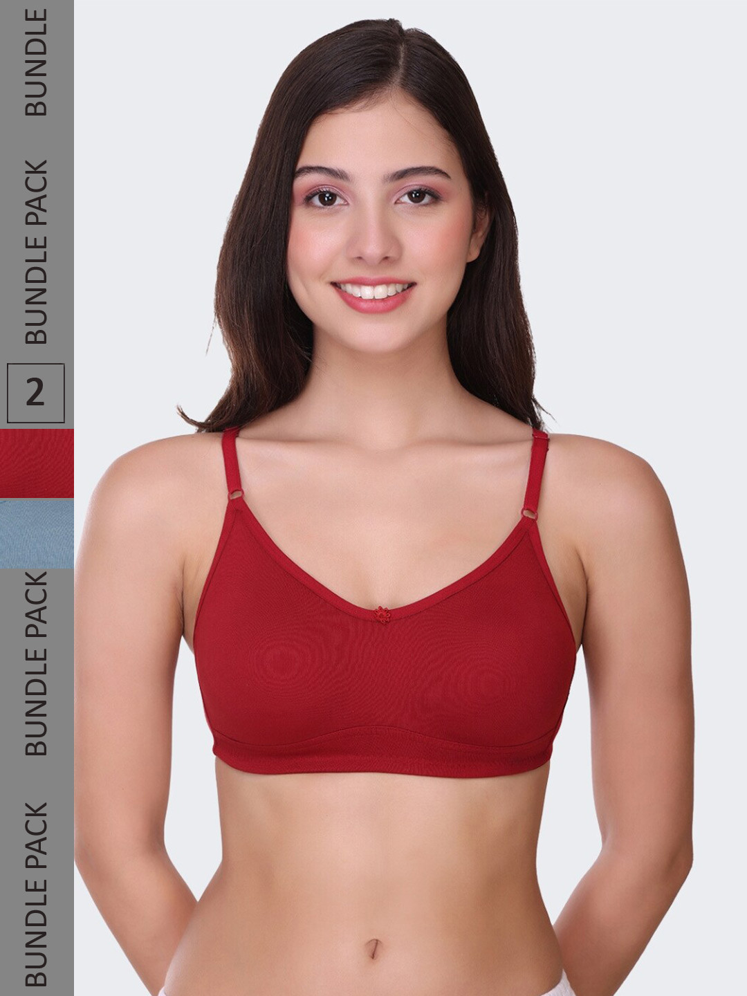 POOJA RAGENEE Pack Of 2 Full Coverage Seamless Wireless Bras MQ3027B_2P_TL_MR_28B
