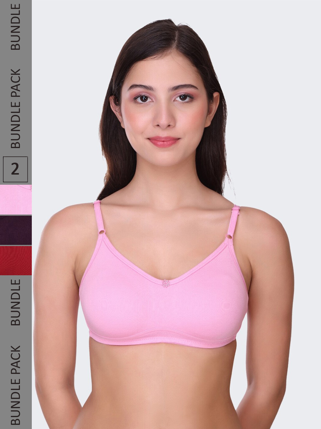 POOJA RAGENEE Pack Of 3 Full Coverage Seamless Wireless Bras MQ3027B_3P_MR_BPK_WN_28B