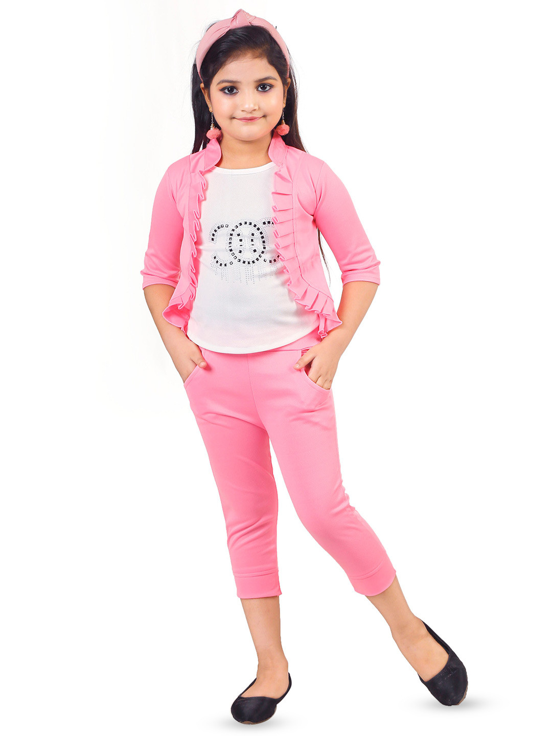 BAESD Girls Printed T-Shirt And Shirt With Capris