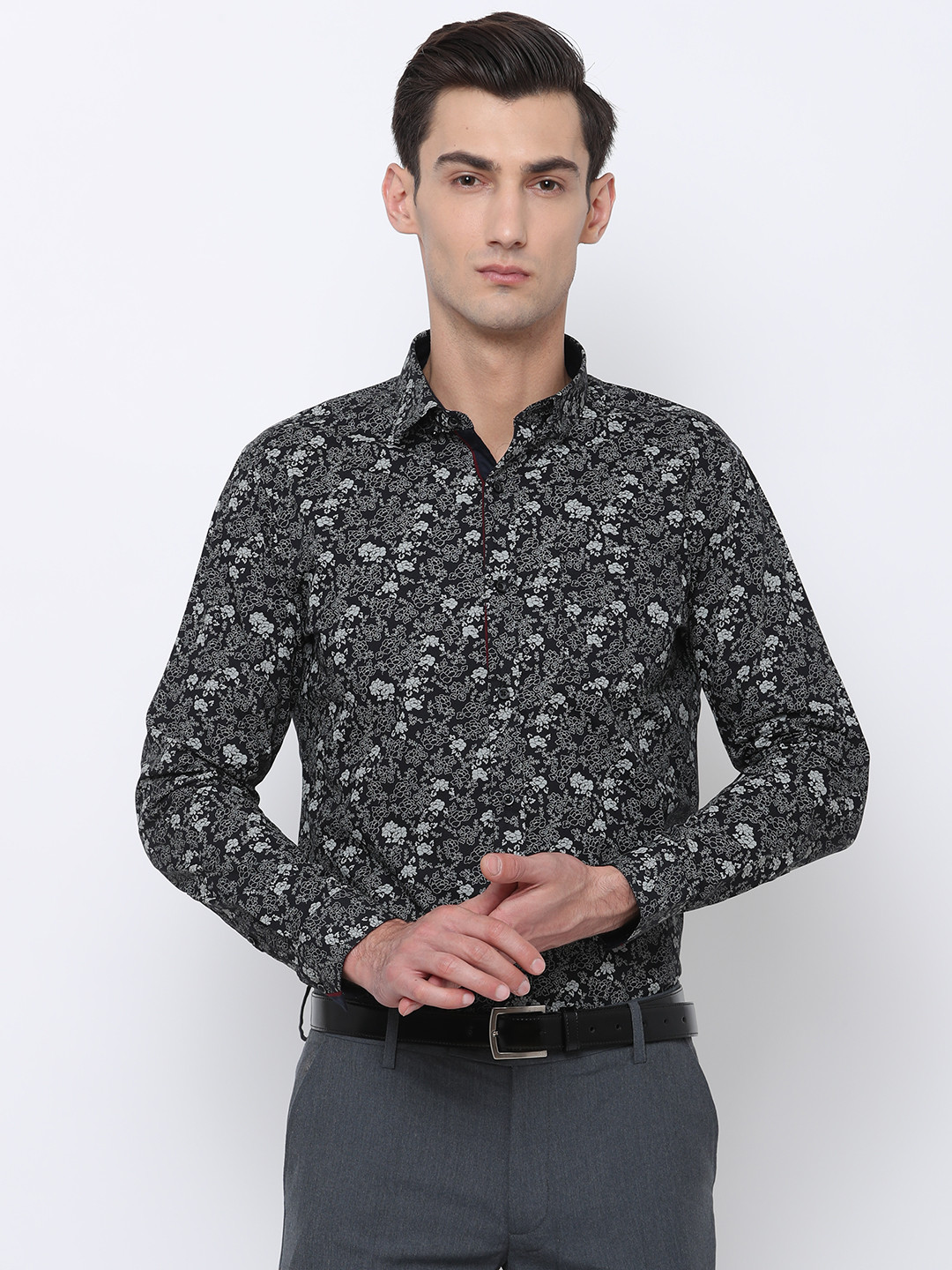 Black coffee Men Black Slim Fit Printed Casual Shirt