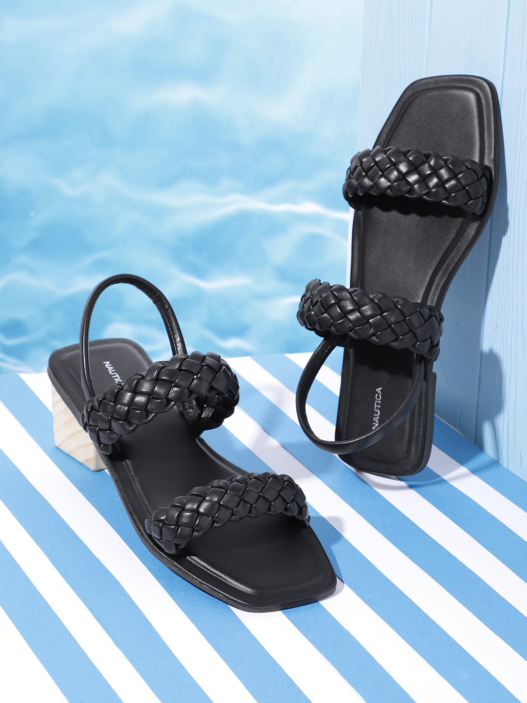 Nautica Women Textured Open Toe Flats