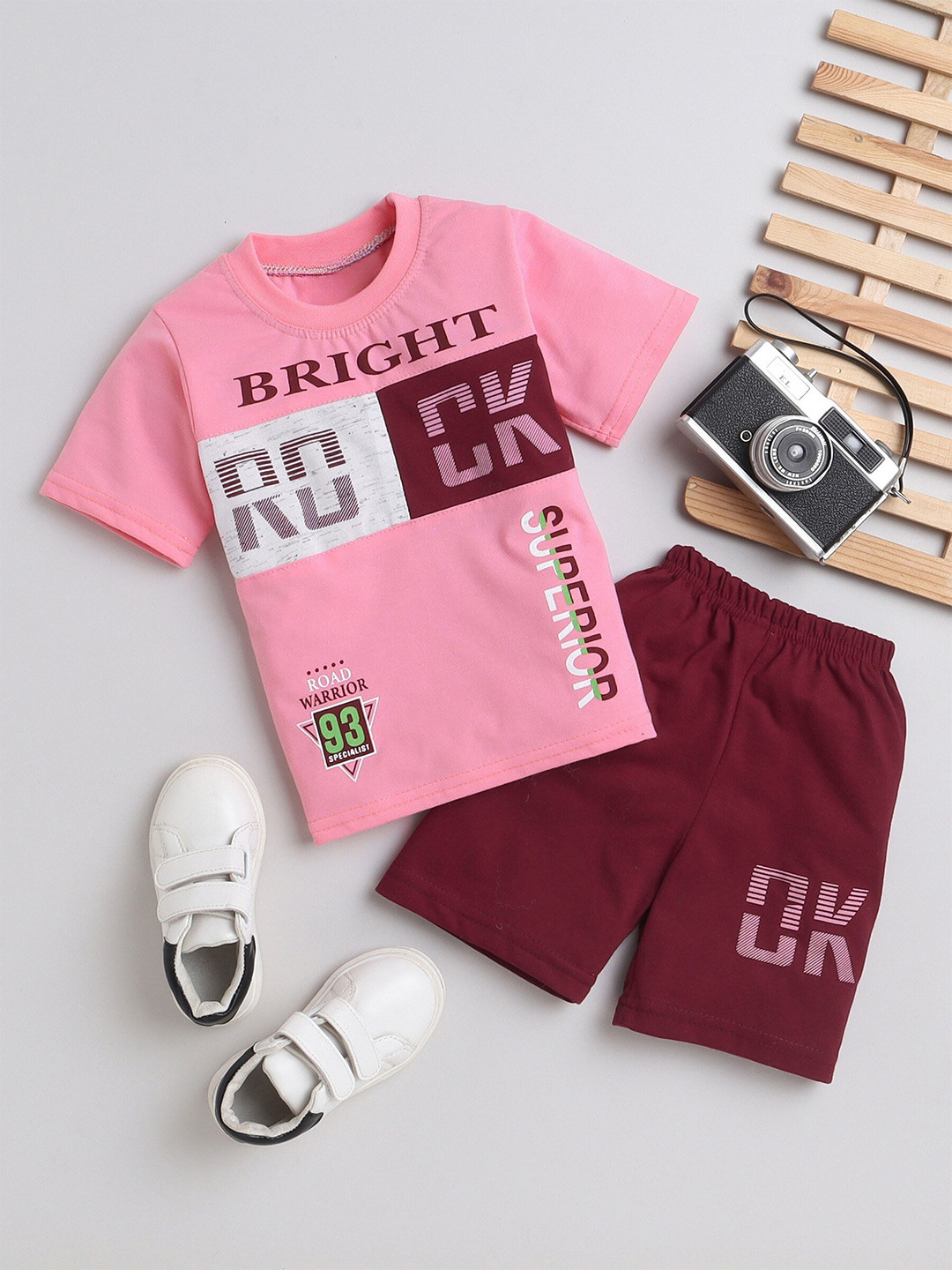 FOURFOLDS Boys Printed Pure Cotton T-shirt with Shorts