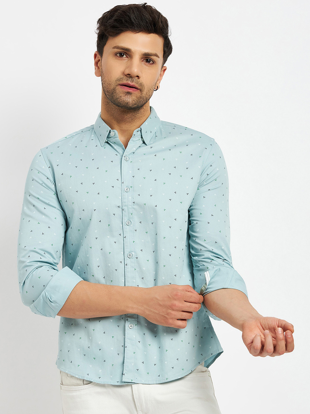 CAMLA Conversational Printed Button Down Collar Cotton Casual Shirt