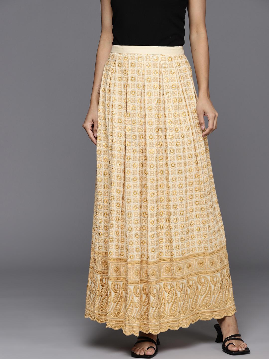 Gerua By Libas Embellished Embroidered Flared Maxi Skirt