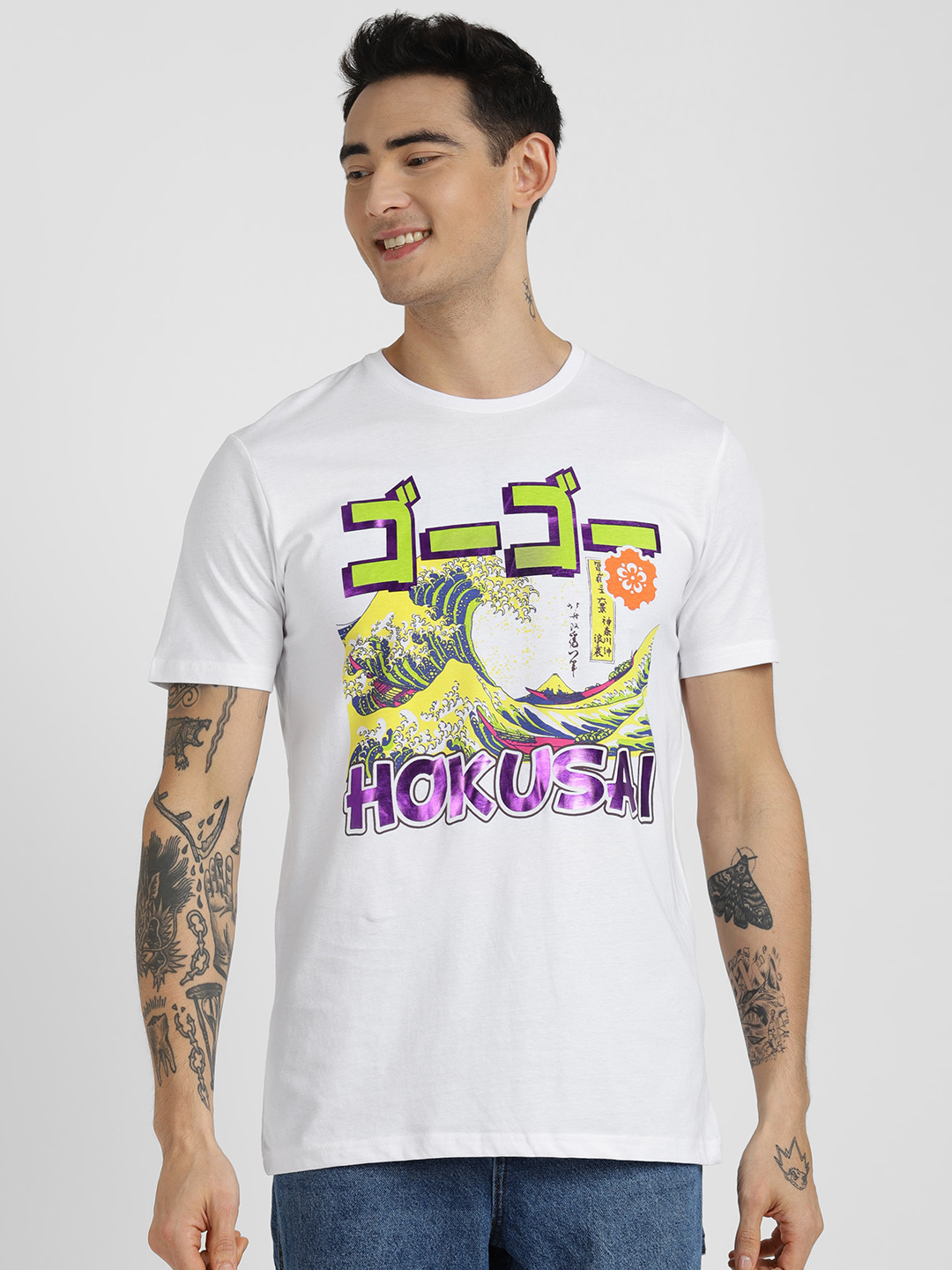 ALCOTT Men Hokusai Printed Pure Cotton T-shirt