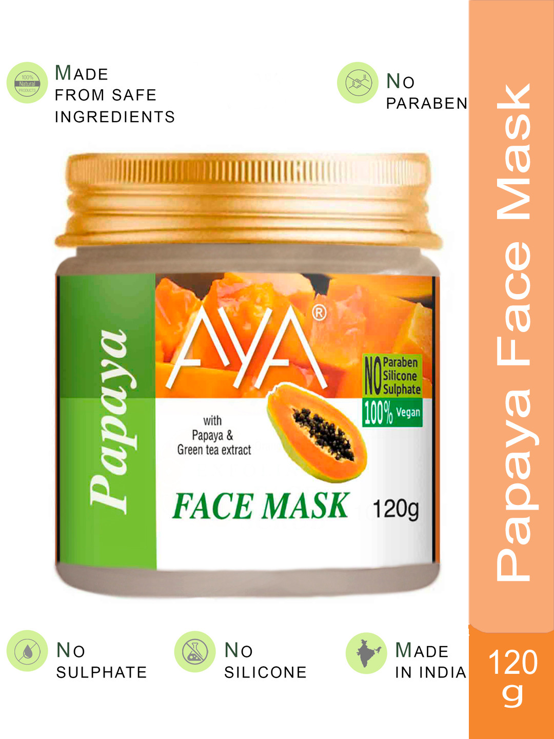 AYA Paraben-Free & Silicone-Free Papaya Face Mask With Green Tea Extract - 120g