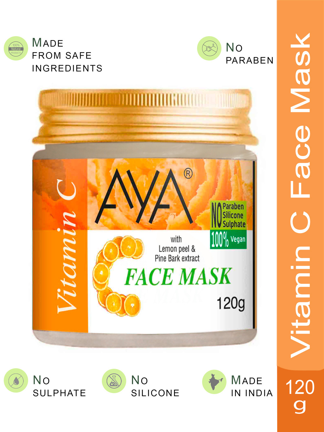 AYA Paraben-Free & Silicone-Free Vitamin C Face Mask with Lemon Peel - 120 g