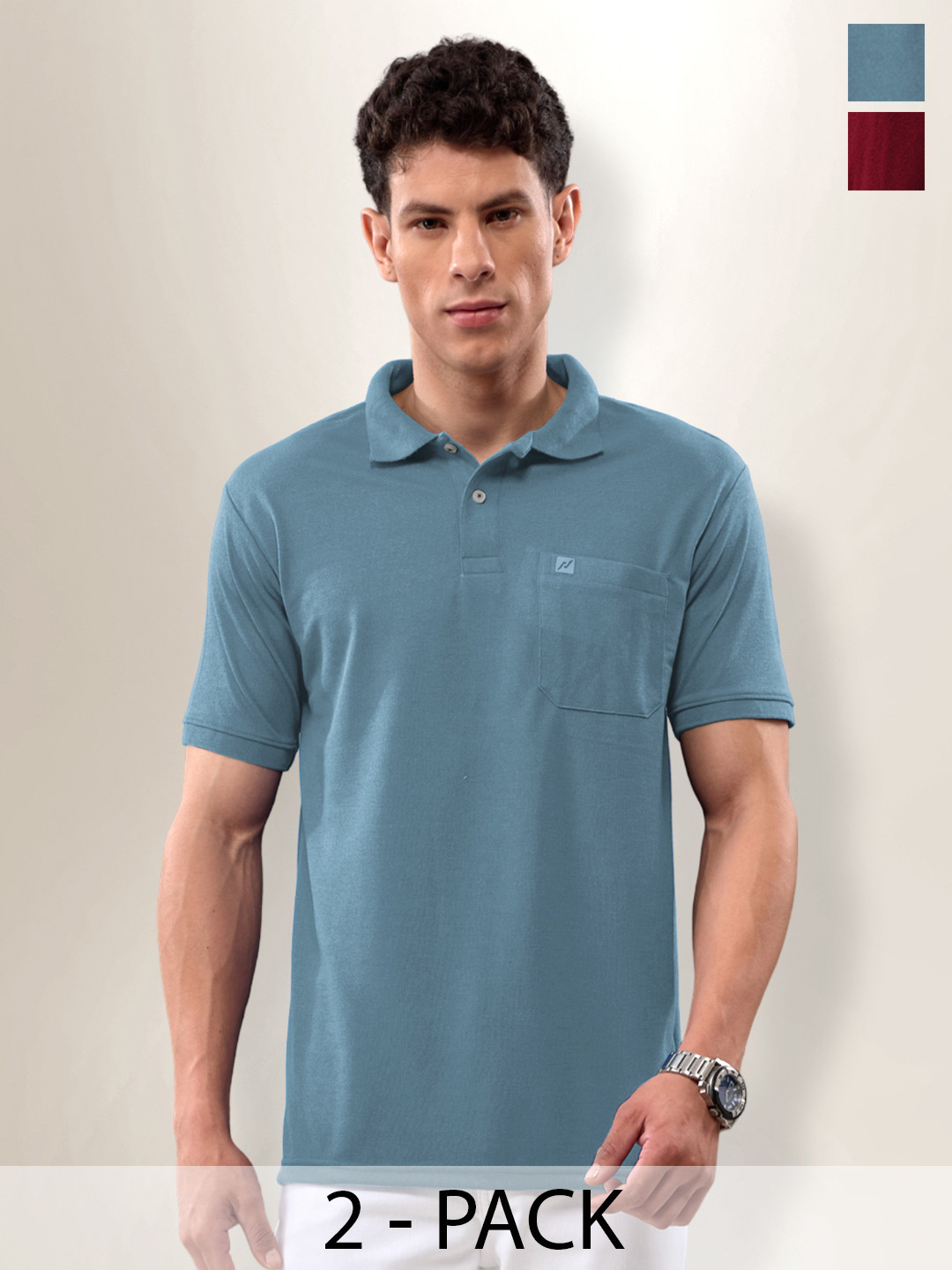 LUX NITRO Pack Of 2 Polo Collar Anti Odour Casual T-shirts