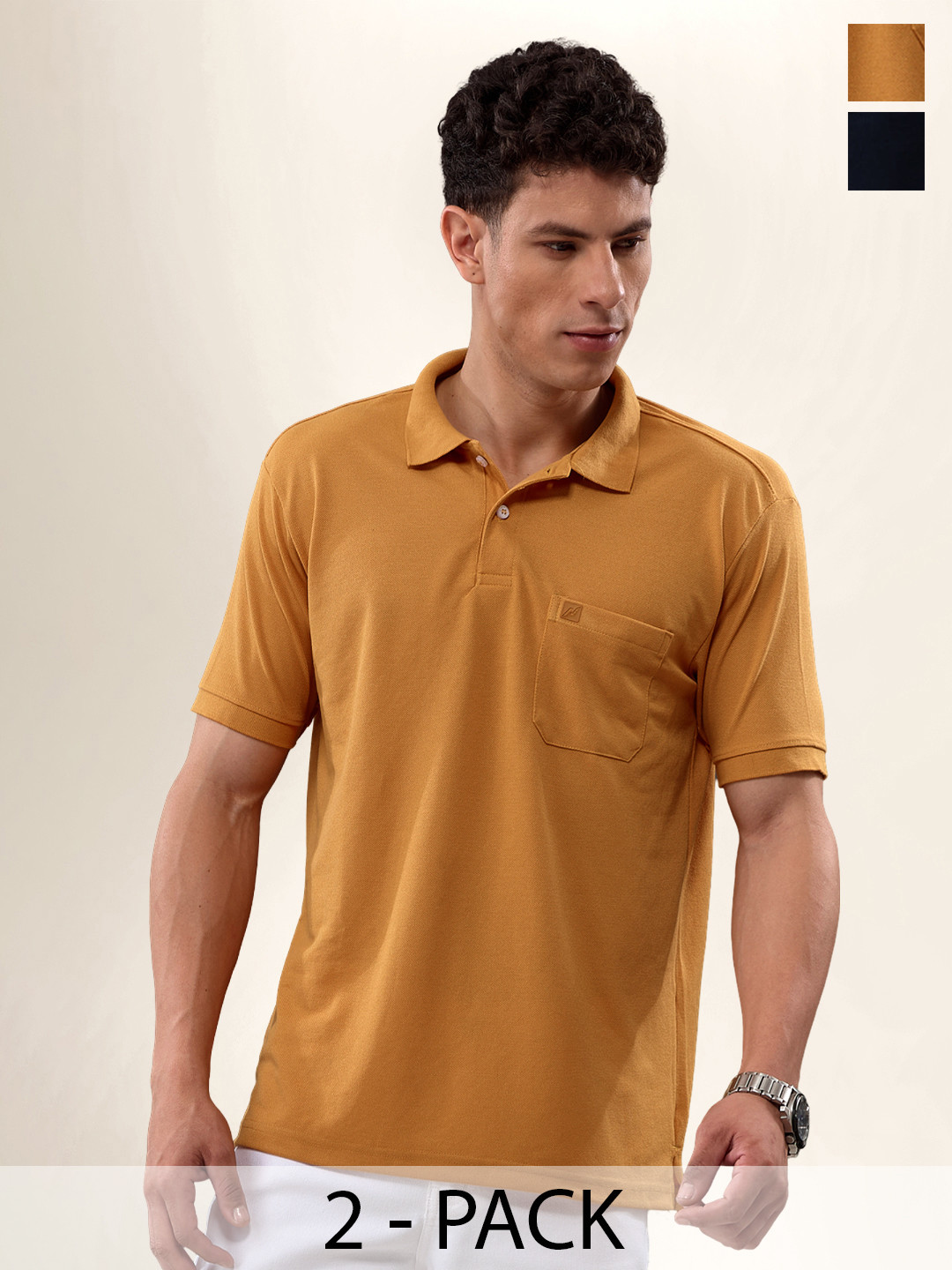 LUX NITRO Pack Of 2 Anti Odour Polo Collar T-Shirt