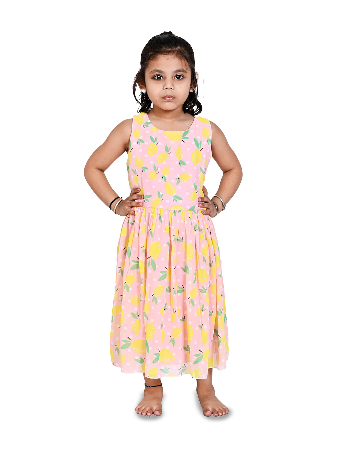 Creative Kids Girls Tropical Printed Fit & Flare Midi Dress