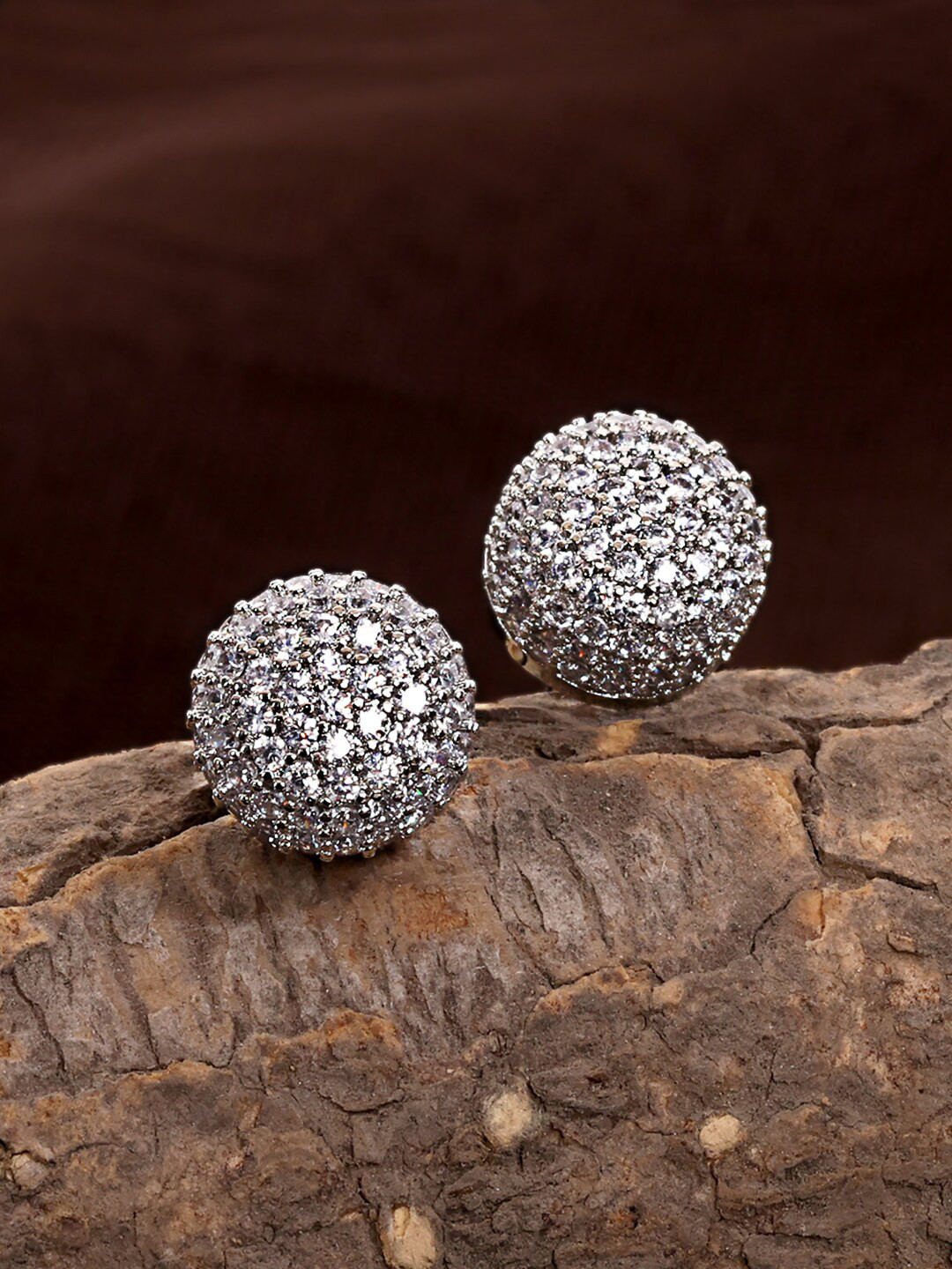 ABDESIGNS Women Silver-Plated Circular Stud Earrings