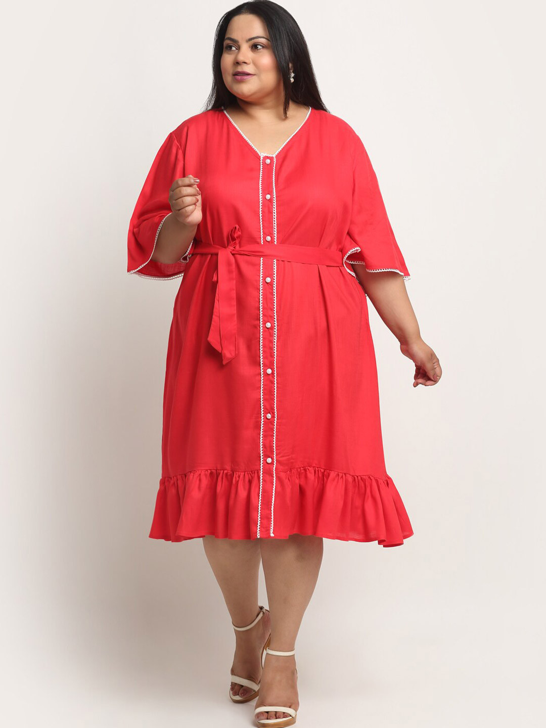 sindrellastorie Plus Size Flared Sleeve Fit & Flare Midi Dress
