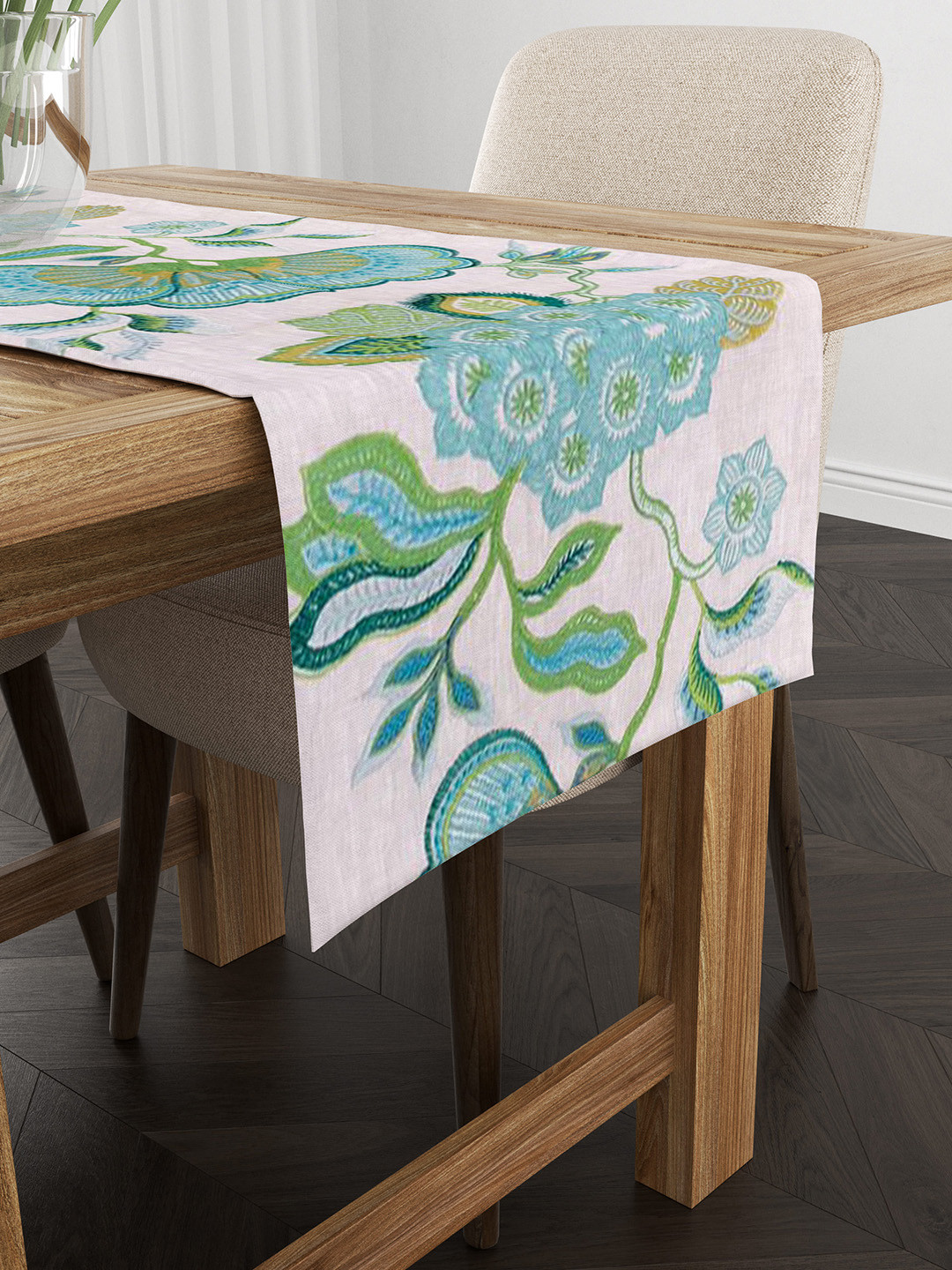 SHADES of LIFE Blue Printed Floral Table Runners