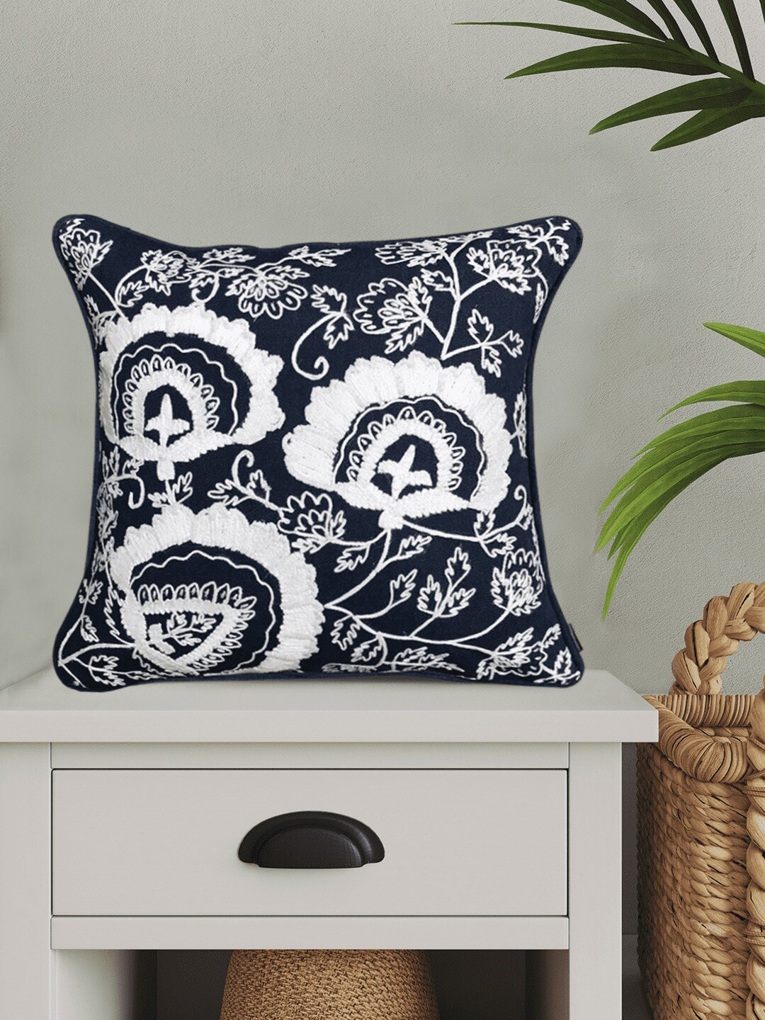 SHADES of LIFE Blue & White 2 Pieces Embroidered Cushions