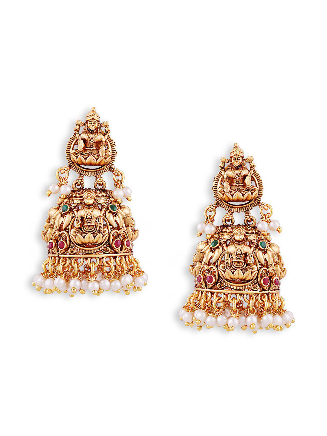 ABDESIGNS Women Gold-Plated Contemporary Temple Jewellery Jhumka