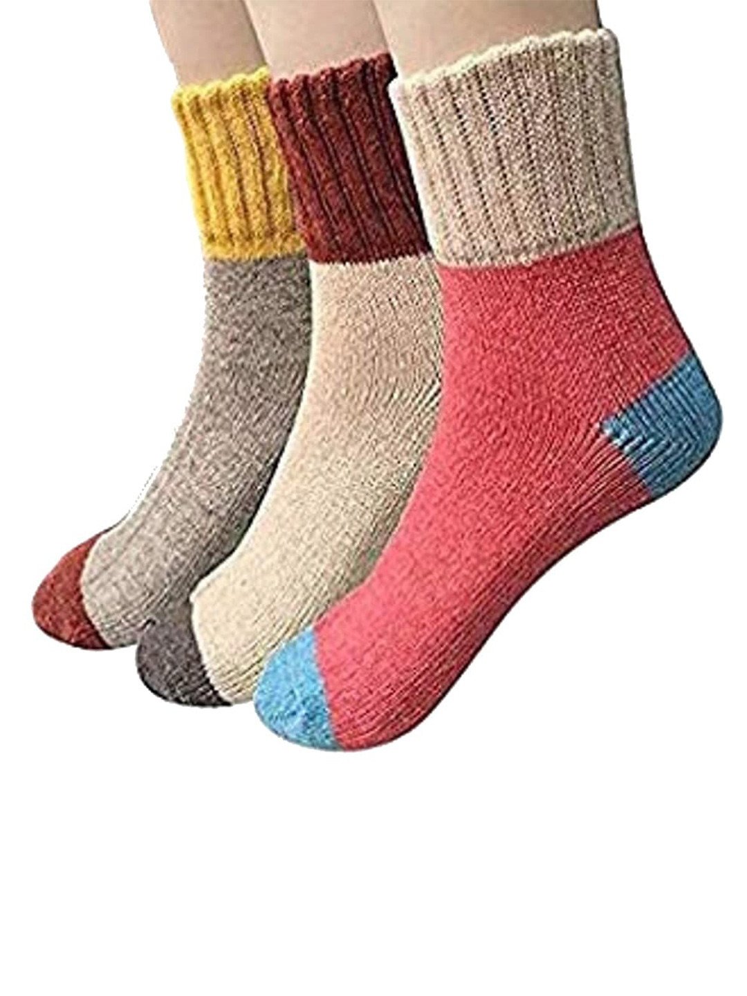 Alexvyan Women Pack of 3 Colored Calf-Length Winter Woolen Warm Socks