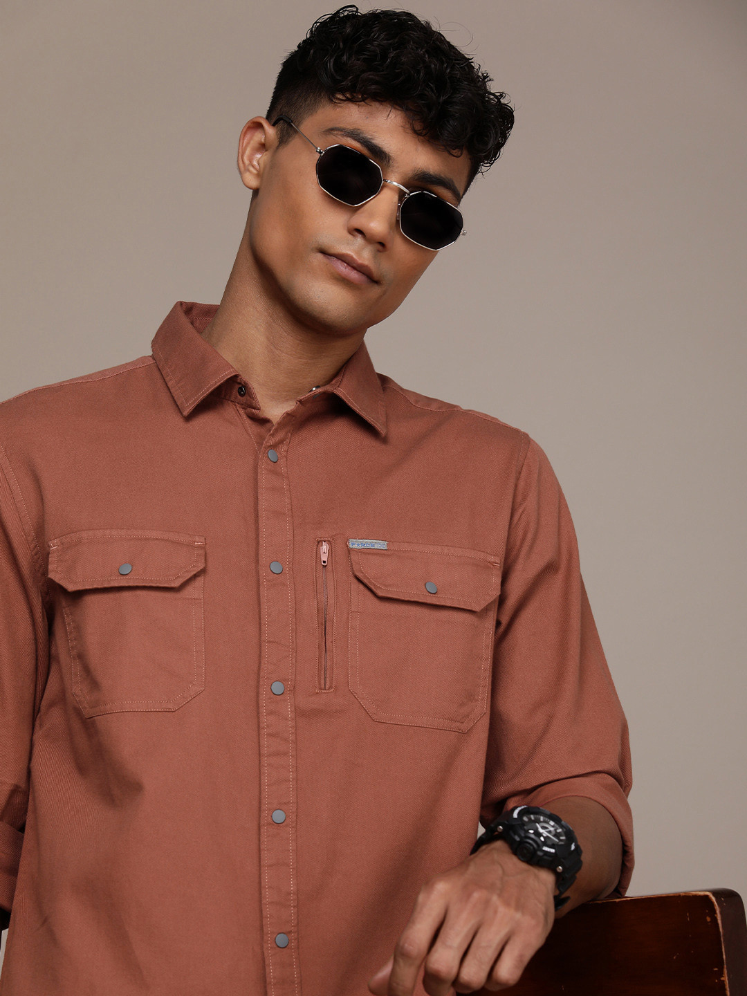 Force IX Pure Cotton Solid Casual Slim Fit Shirt