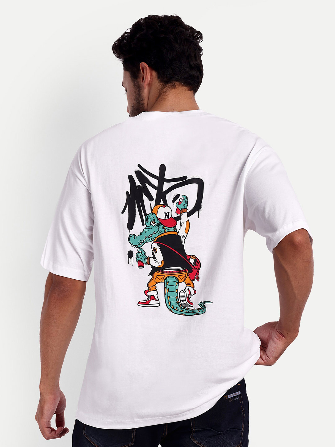 Bloopers Store Printed Drop Shoulder Sleeves Pure Cotton Loose T-shirt