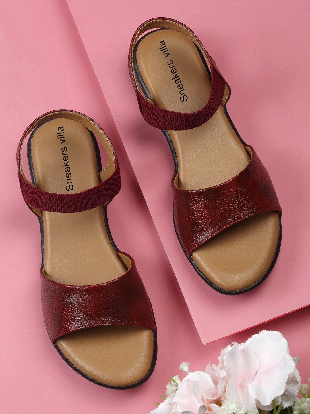 sneakers villa Leather Open Toe Flats With Backstrap