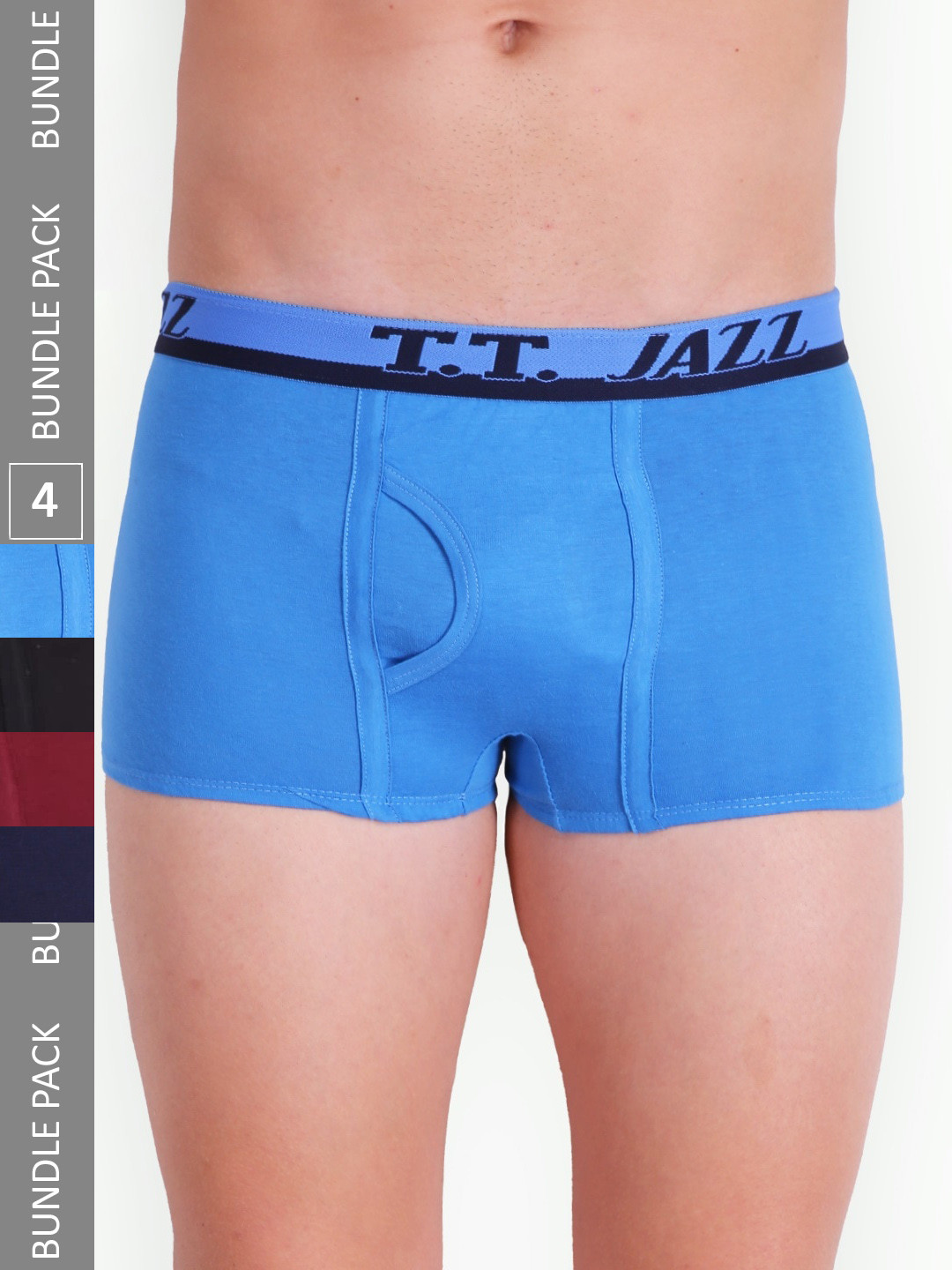 T.T. Men Jazz Mini Pack Of 4 Pure Cotton Trunks