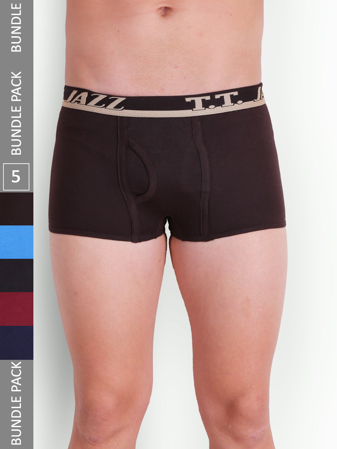 T.T. Men Jazz Mini Pack Of 5 Pure Cotton Trunks JAZ_MINI_P5_MIX1_80