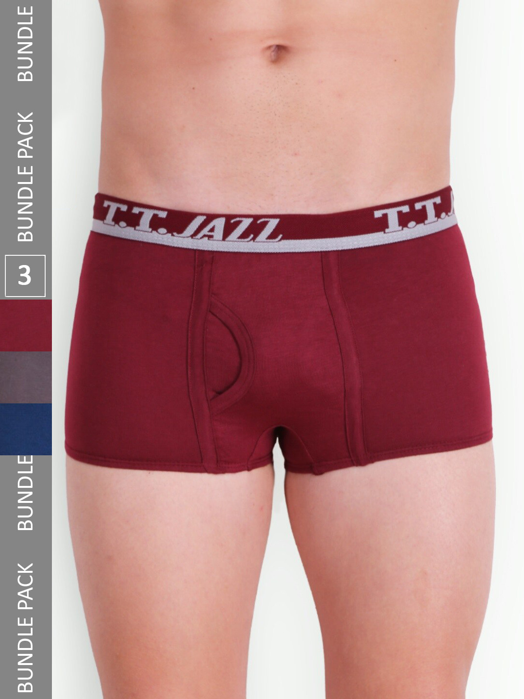 T.T. Men Jazz Mini Pack Of 3 Pure Cotton Trunks