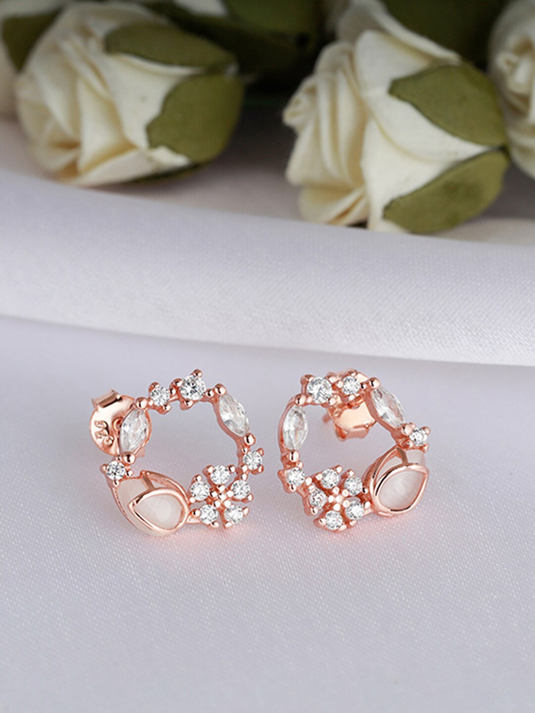 Buy GIVA 925 Silver Rose Gold Drop Wreath Studs Earrings for Women 23485920 Myntra