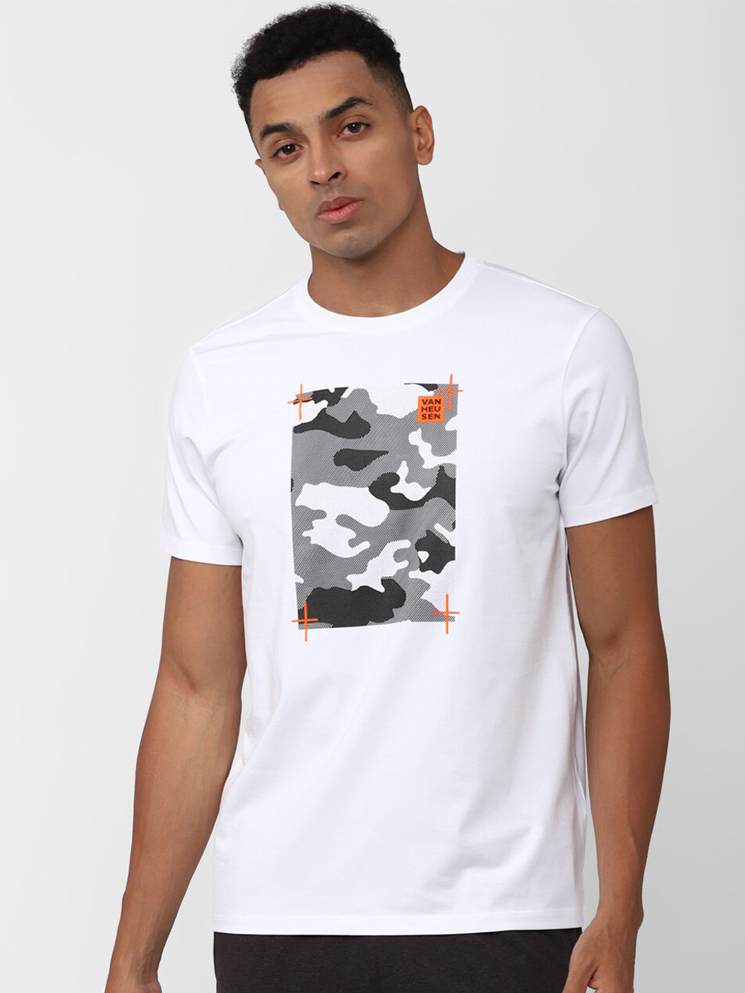 Van Heusen Flex Printed Short Sleeves Slim Fit T-shirt