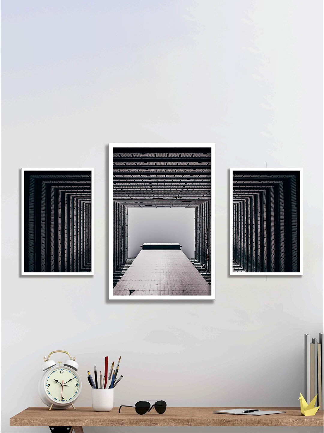 SAF Black Paper 3 Pcs Wall Living Room Rectangle Potrait Paintings Wall Art -13.5 x 10.5In
