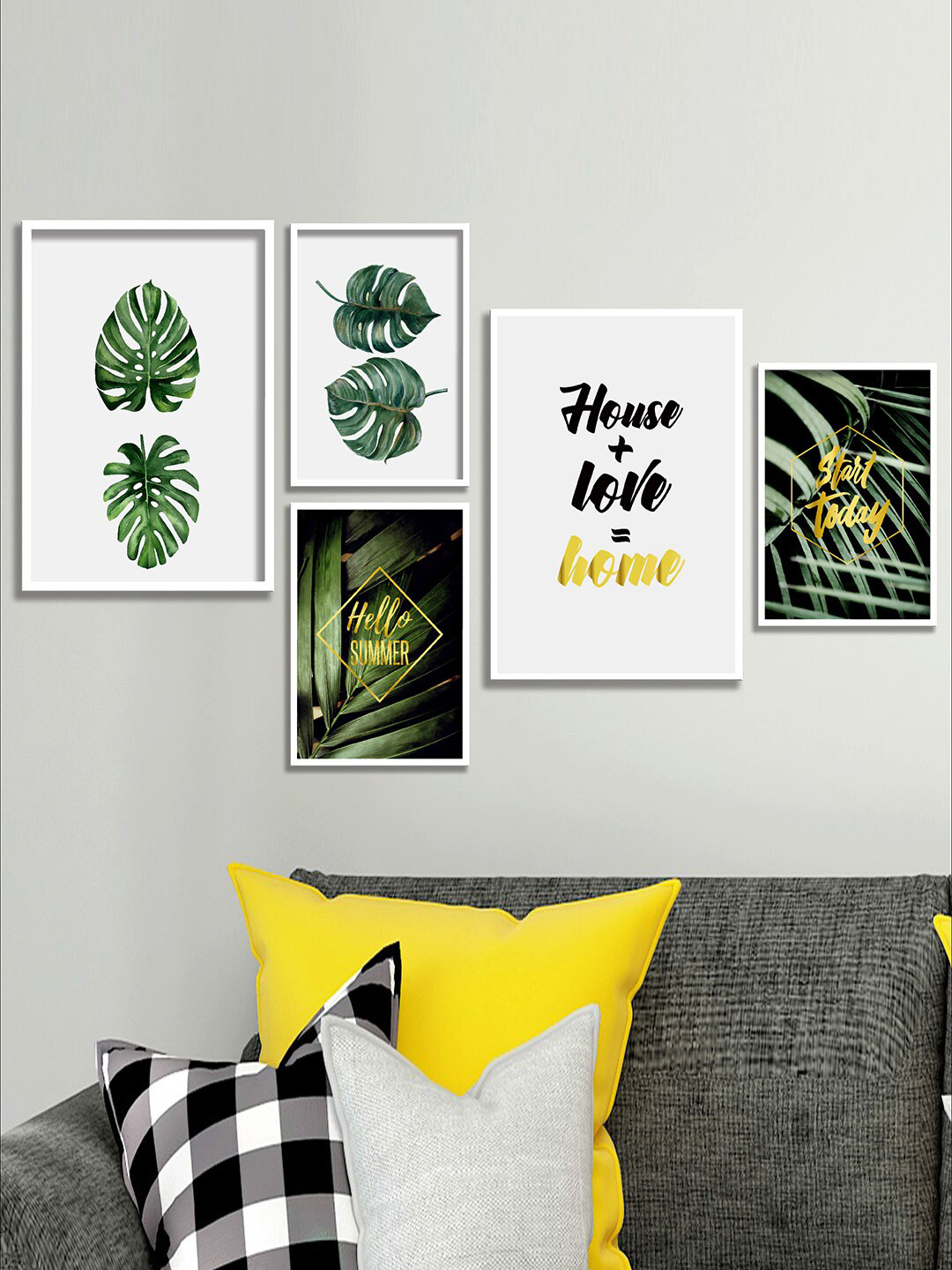 SAF Tropical leaves Canvas 5 Piece Wall Rectangle Paintings Wall Art