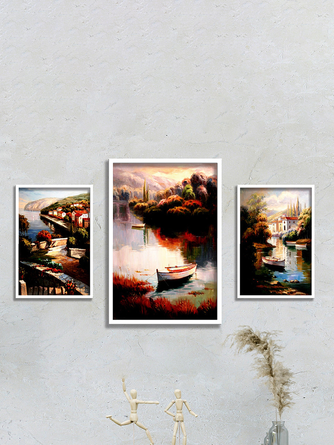 SAF Nature Paper 3 Piece Wall Rectangle Paintings Wall Art