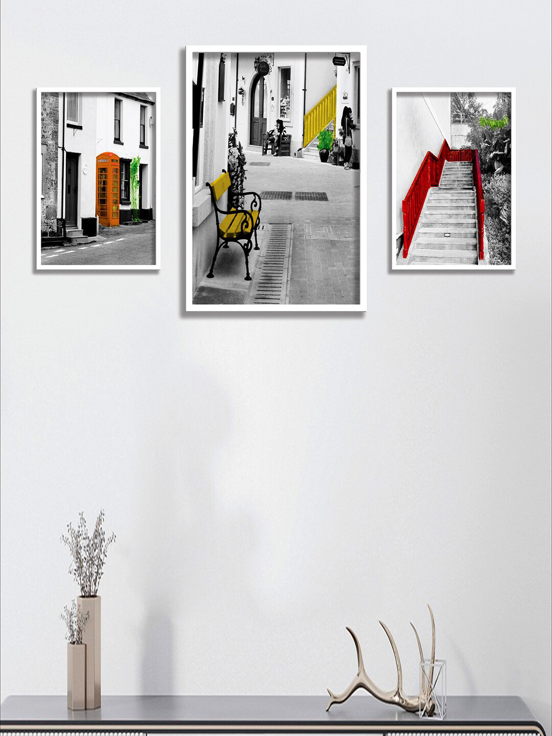 SAF Modern Art Wood Wall Rectangle Paintings Wall Art -34.5 x 19.5In