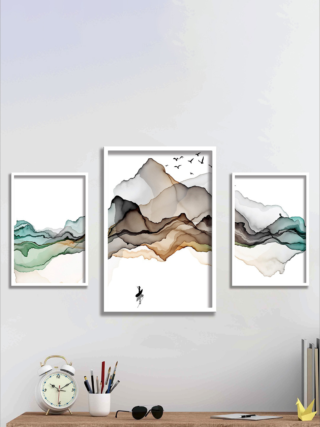 SAF White 3 Pieces Painting Wall Arts