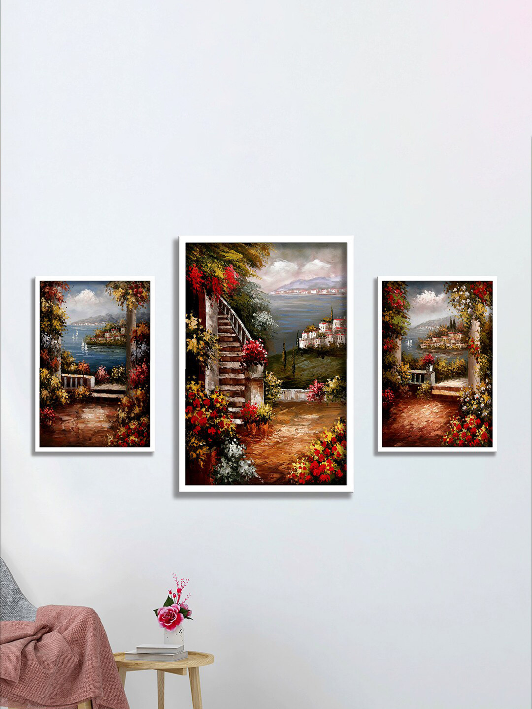 SAF Nature Canvas 3 Piece Wall Rectangle Paintings Wall Art - 34.5 x 19.5 In