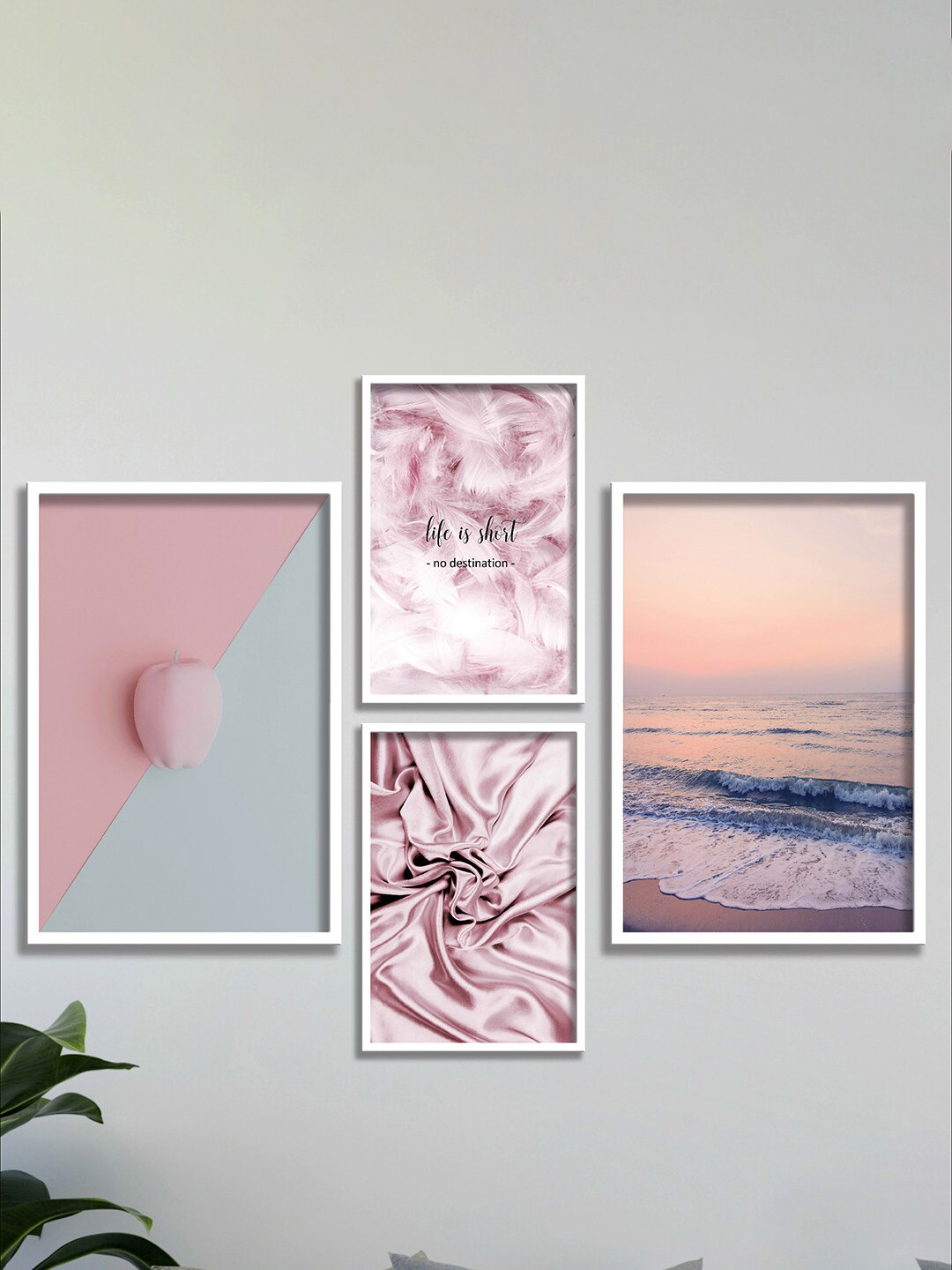 SAF Purple & Blue 4 Pieces Modern Art Painting Wall Arts