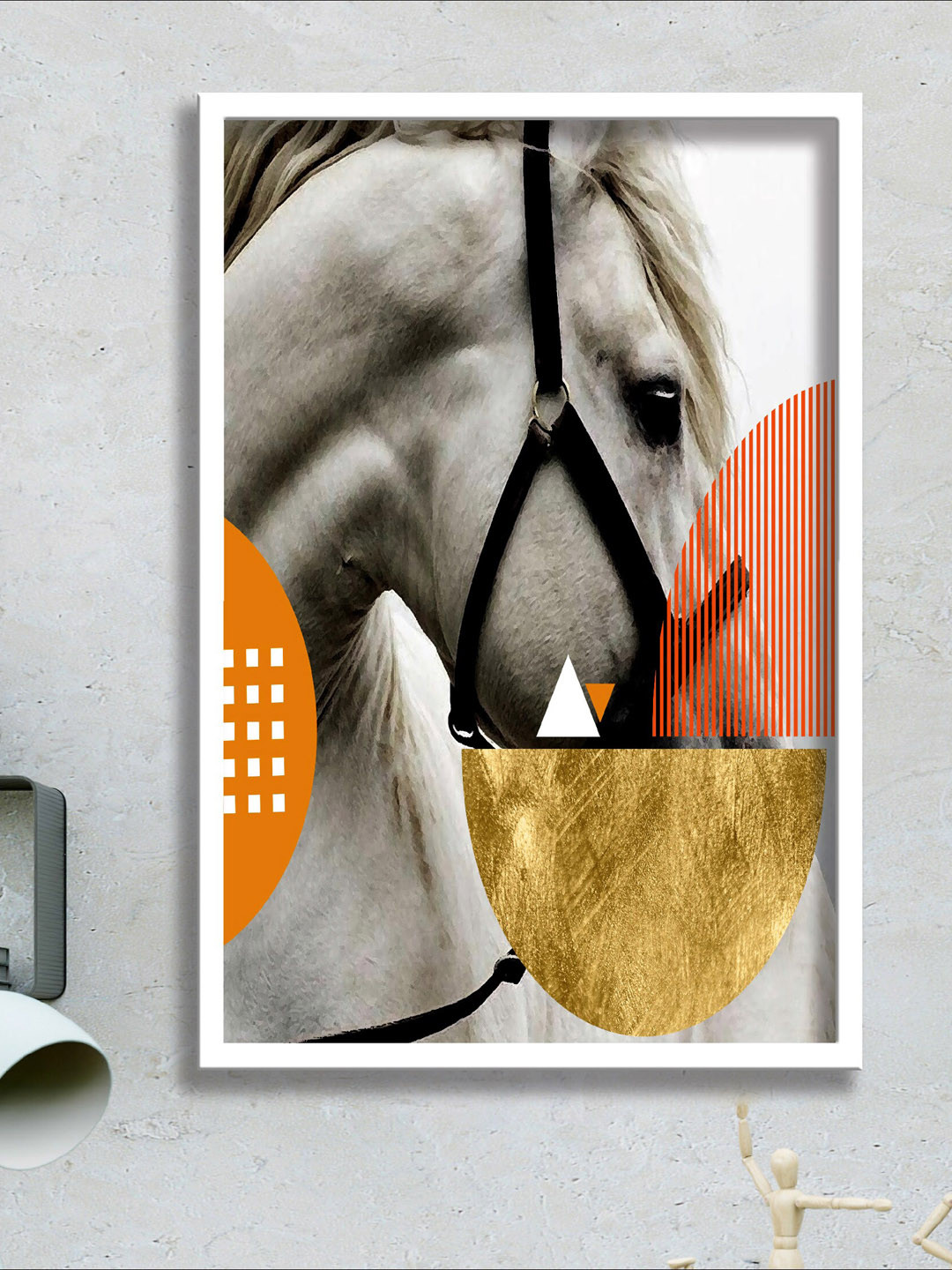 SAF Horse Premium Wood Wall Square Paintings Wall Art 13.5 x 19.5In