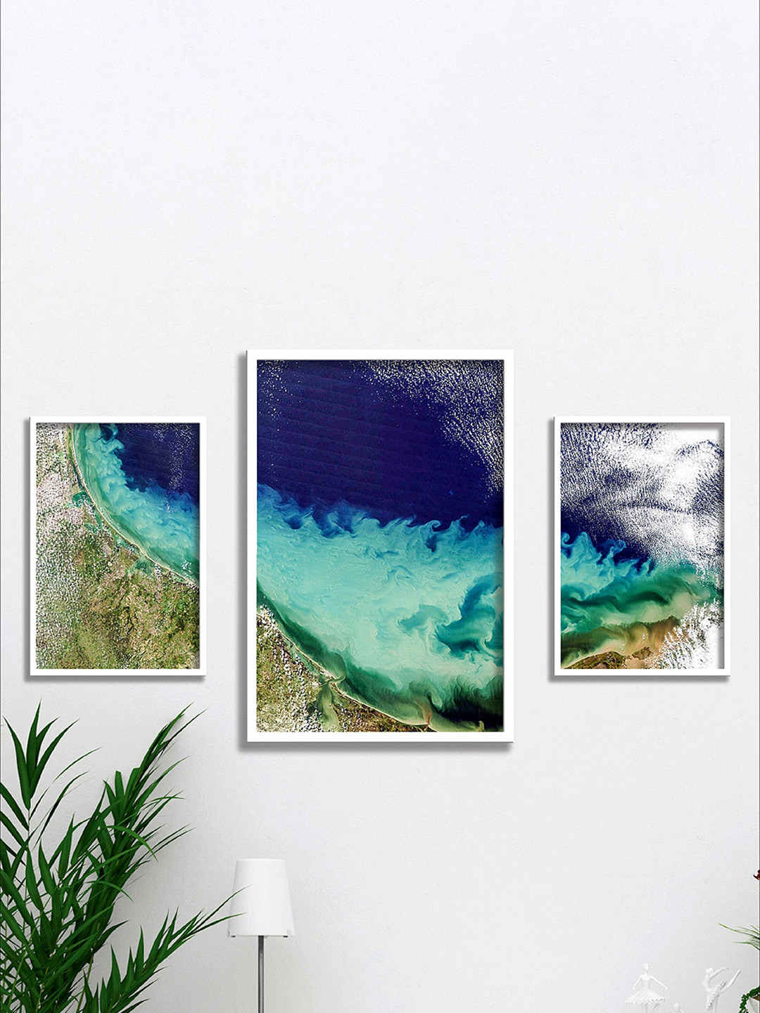 SAF Modern Canvas 3 Piece Wall Rectangle Paintings Wall Art - 34.5 x 19.5 In