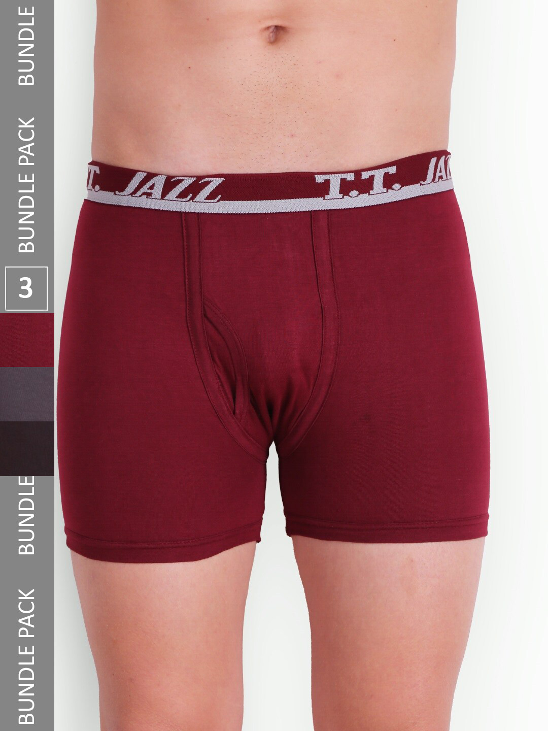 T.T. Men Pack Of 3 Jazz Pure Cotton Trunks JAZ_FL_TE_P3_MGR_75