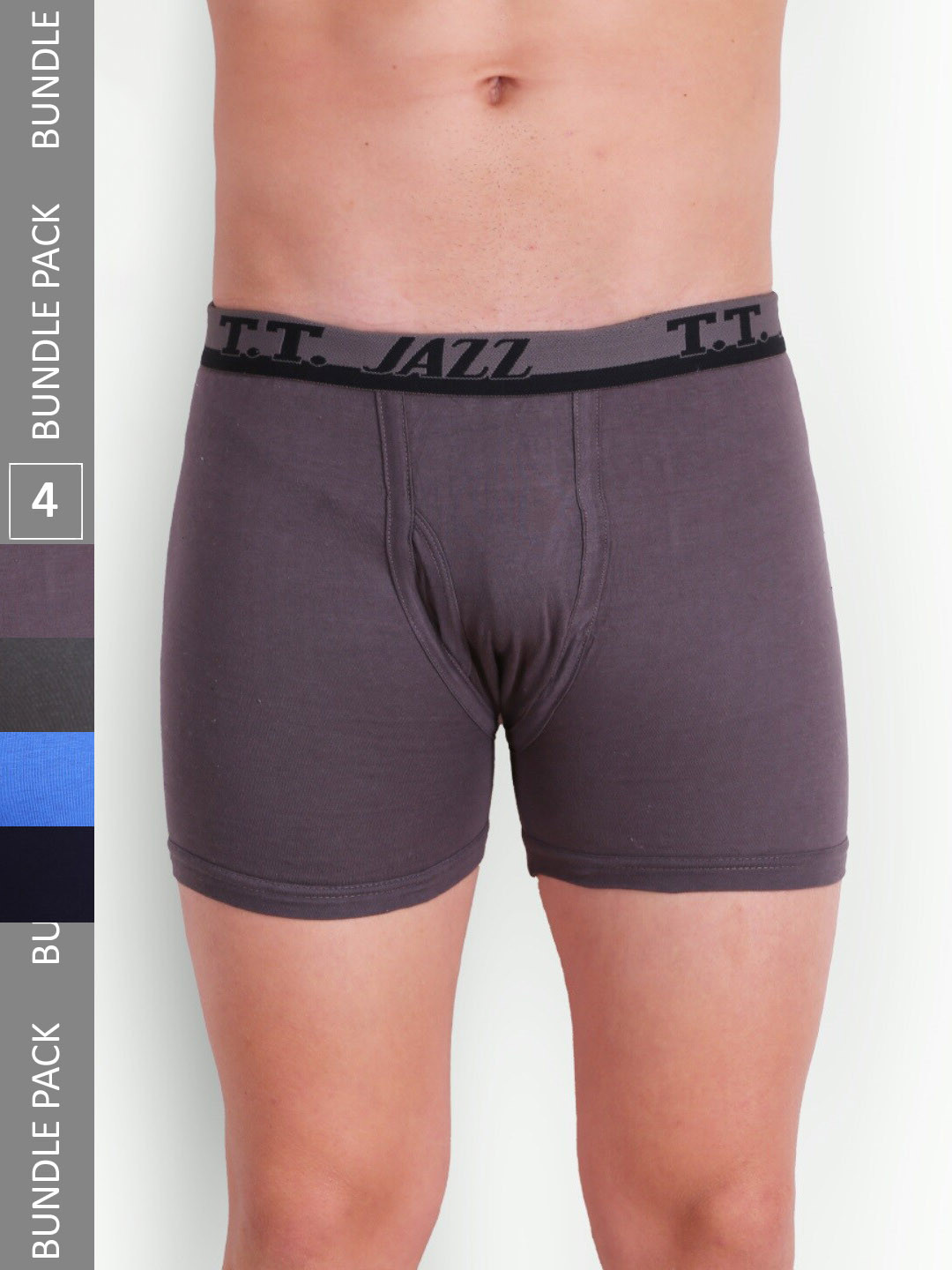 T.T. Men Jazz Top Elastic Pack Of 4 Pure Cotton Trunks JAZ_FL_TE_PO4_MIX1_80