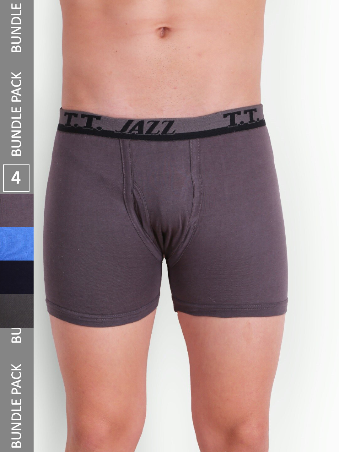 T.T. Men Jazz Top Elastic Pack Of 4 Pure Cotton Trunks JAZ_FL_TE_PO4_MIX1_105