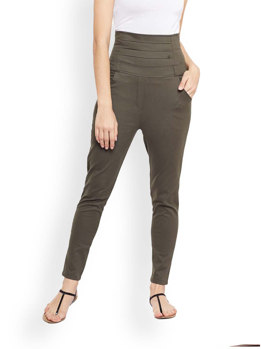 Buy Castle Women Olive High Waist Solid 